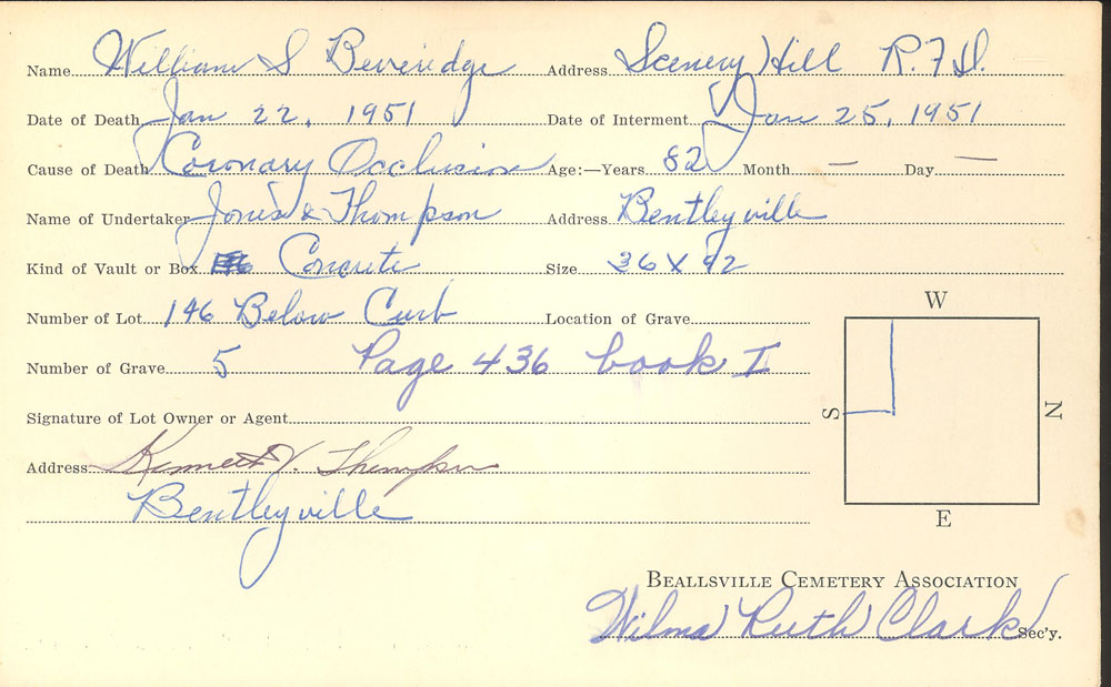 burial card